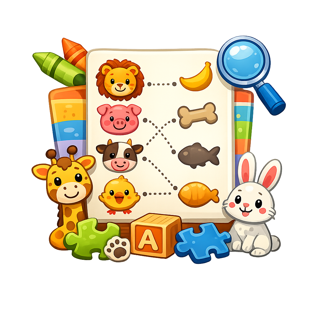 Toddler match animals worksheets